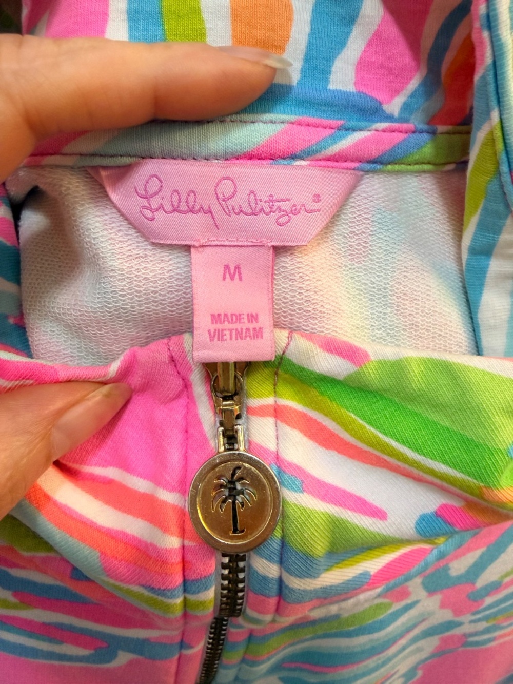 Lilly Pulitzer Pink Print Zip-Up Pullover – Size M (Oversized Fit) - Picture 6 of 6
